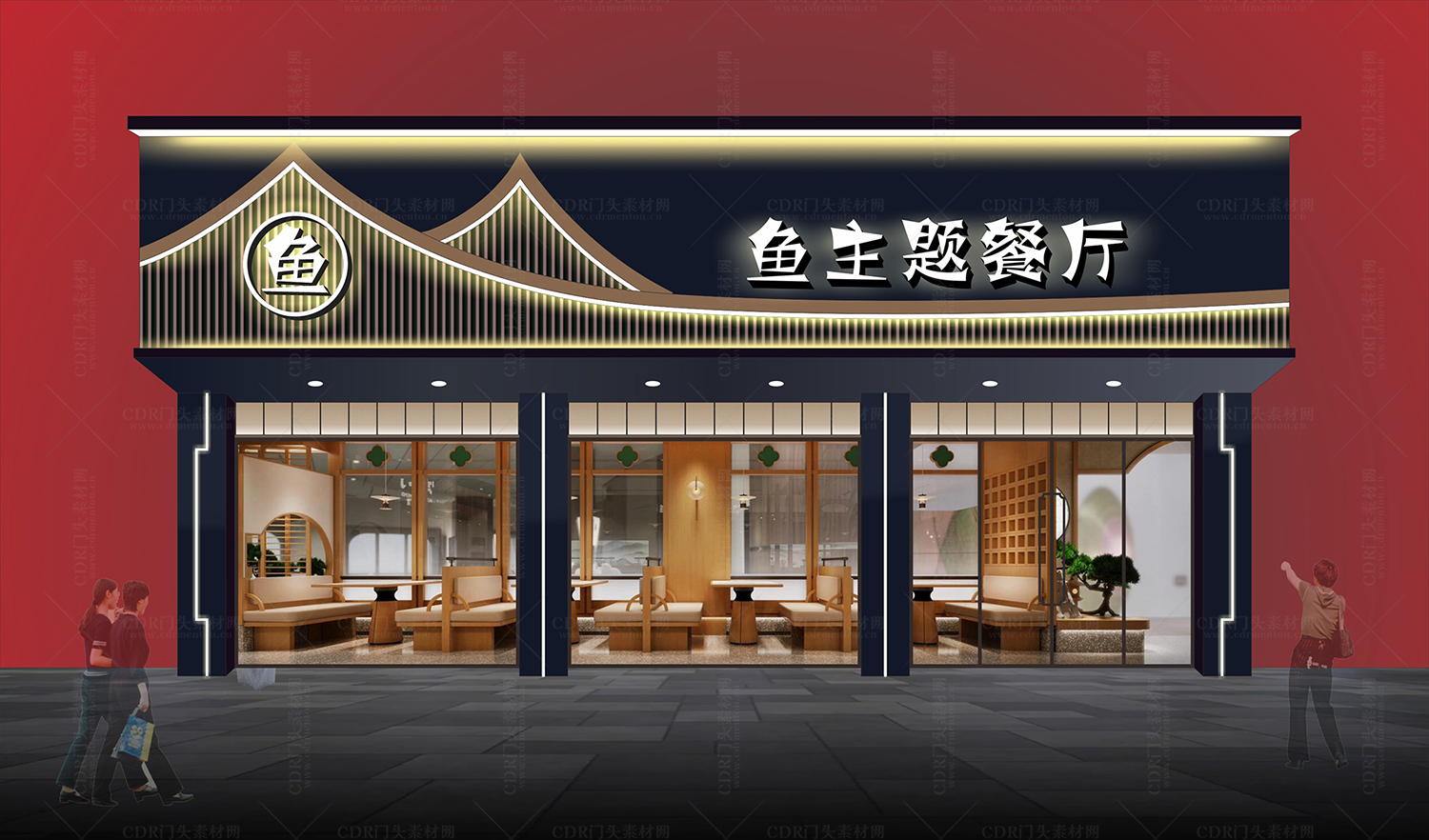 新中式餐饮门头 - 门头设计模版、店铺设计、招牌设计素材、餐饮门头设计、新中式门头效果图、门头效果图、广告招牌素材、